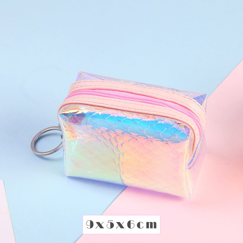 Wholesale PU Laser Fish Scale Pattern Colorful Coin Purse Keychain